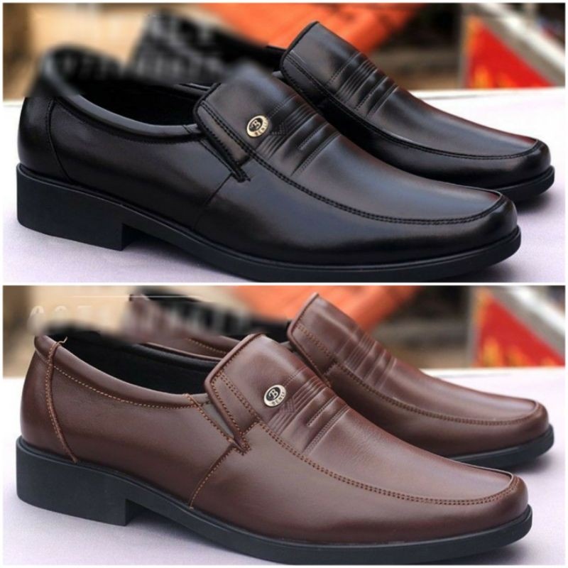 Giày tây nam trung niên cao cấp [ Da thật 100  Kèm Hộp] da bò thật bảo hành vĩnh viễn- có size 44