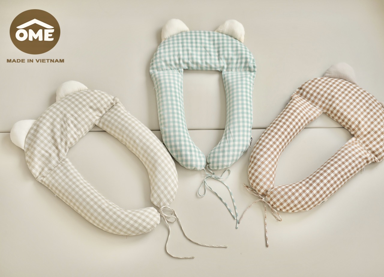 Gối chặn vỏ đỗ chữ U OME 3in1, kiêm gối chống giật mình và gối chống méo đầu cho bé | Gối chặn cho bé sơ sinh