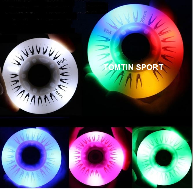 Bánh giày patin người lớn và trẻ em - Combo 8 bánh patin cao su có đèn led phát sáng trượt mượt và êm size 64m, 70mm, 72mm, 76mm, 80mm