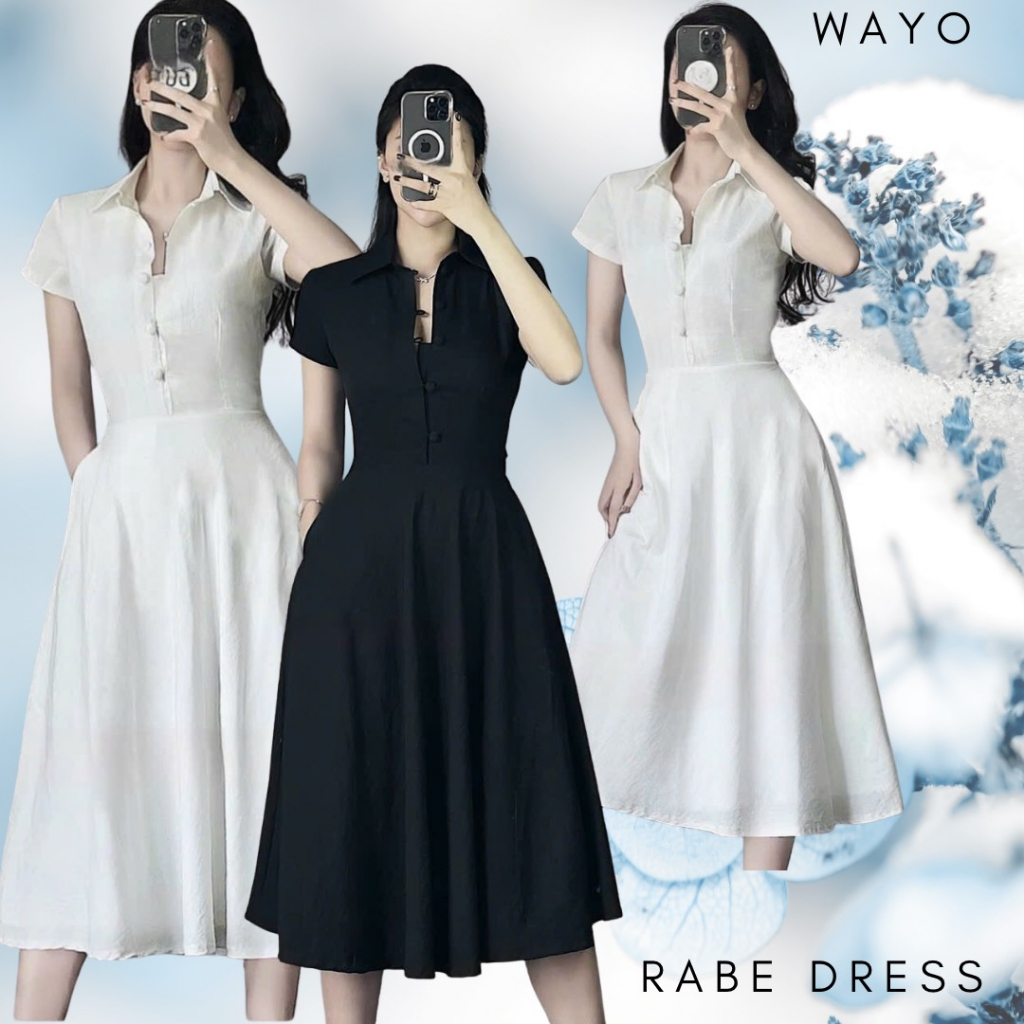 Đầm WAYO sơ mi nút bọc thanh lịch sang trọng có túi