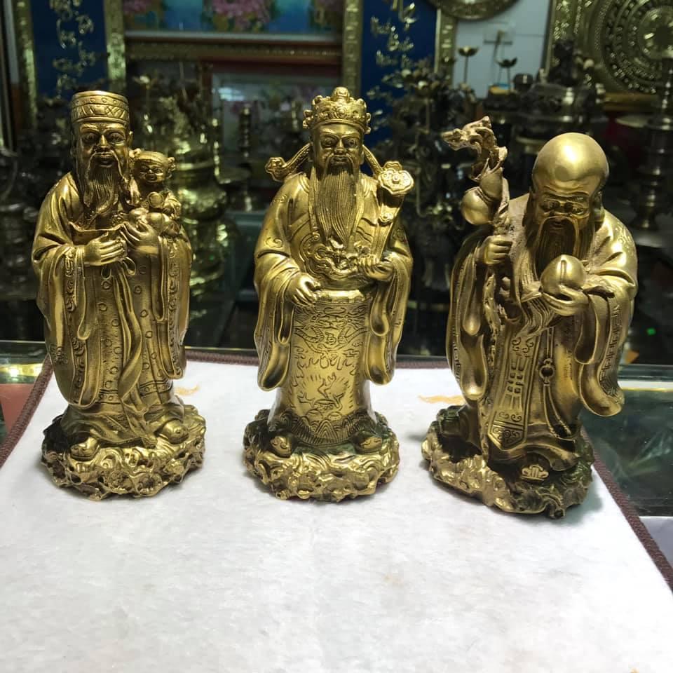 Bộ tượng Tam đa Phúc Lộc Thọ bằng đồng vàng
