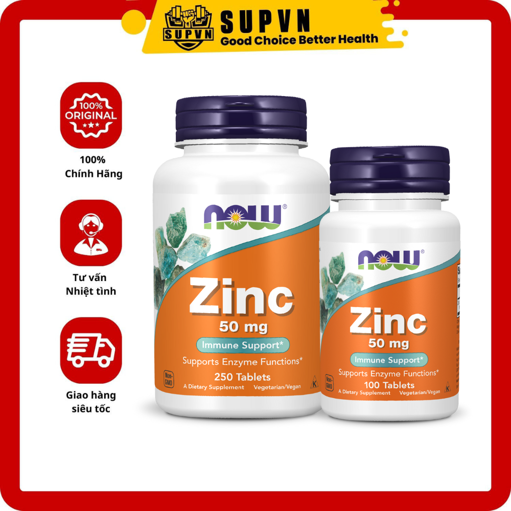 Now Zinc 50mg 250 viên - Viên bổ sung Kẽm Now Tablets, 50 mg, Pack of 250