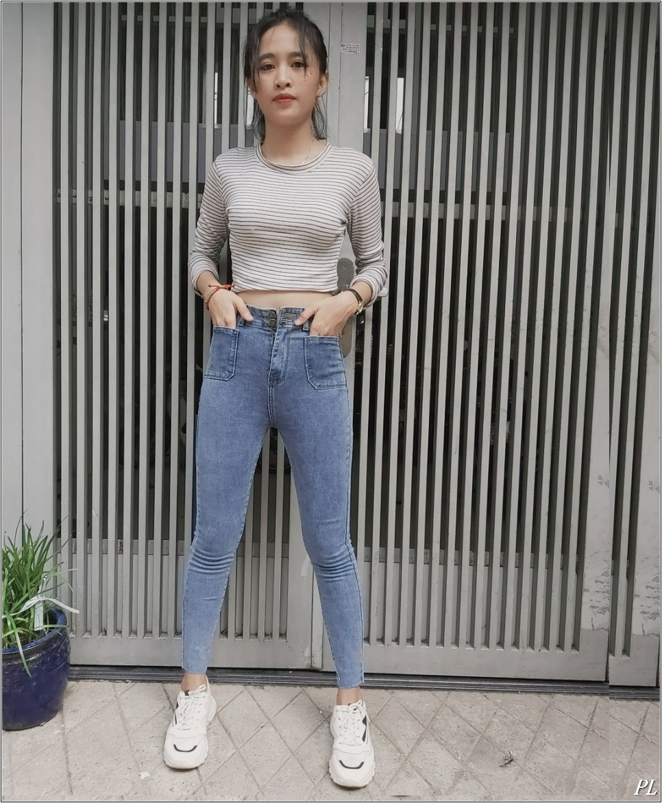 Quần jean nữ 2 TÚI KIỂU BẦU  + 2 CÚC lưng siêu cao 01/015-#O131