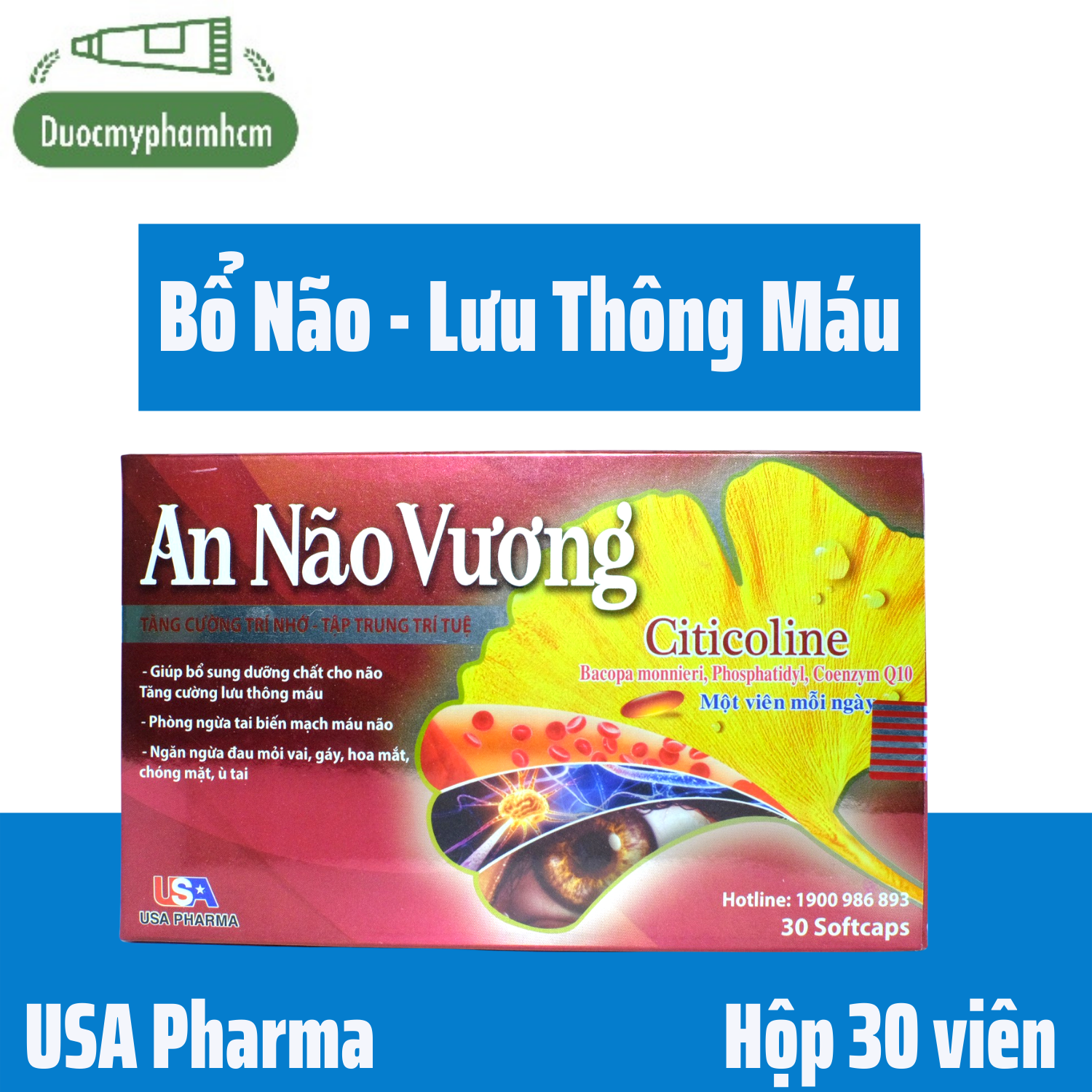 Viên Uống Tăng Cường Trí Nhớ - An Não Vương, Tập Trung Trí Tuệ, Phòng Ngừa Tai Biến Mạch Máu Não, Hộp 30 viên