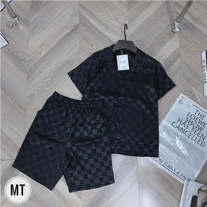 Bộ đồ pijama lụa cộc tay chất lụa gấm cao cấp