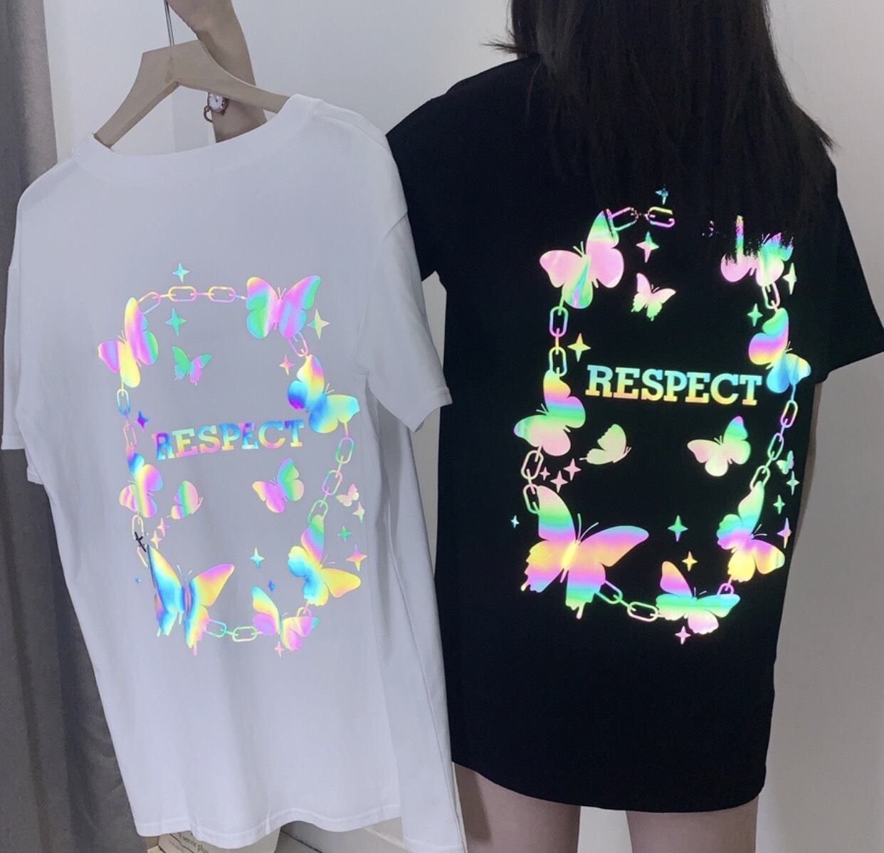[HCM]Áo Thun Nam Nữ In Phản Quang Hình Bướm Siêu Xinh XắnForm Áo Chuẩn Dưới 70kg-HIỀN FASHION