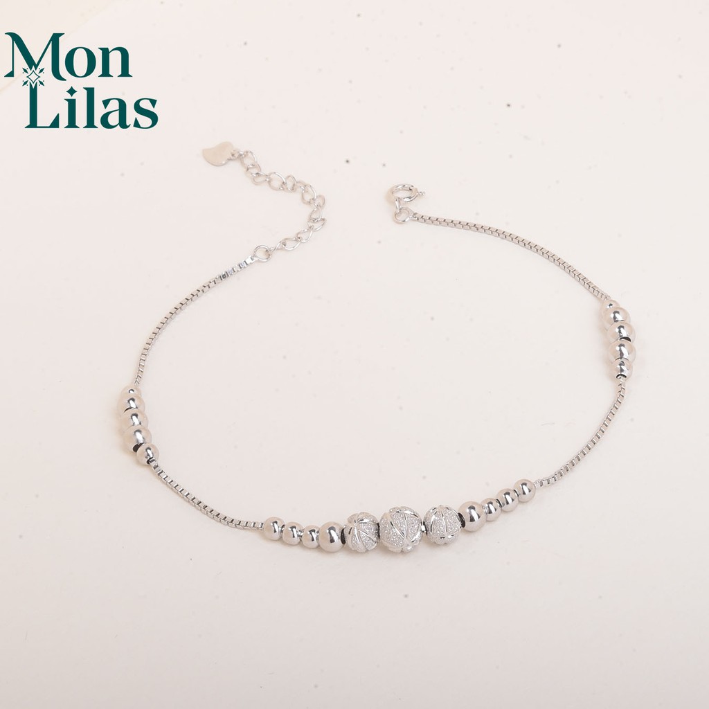Lắc chân bạc nữ monlilas mặt bi tròn nạm đá cá tính c052102