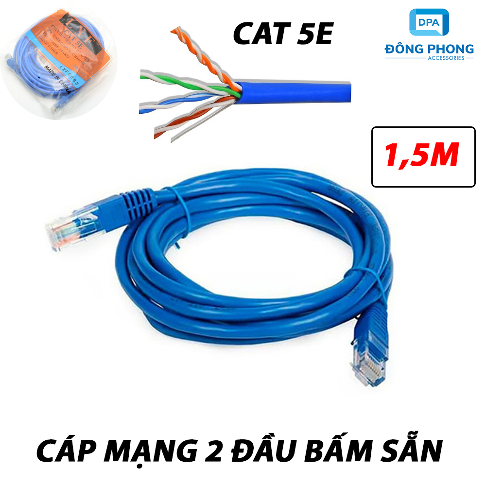 Cáp mạng 2 đầu bấm sẵn lxf tốc độ cat 5e dài 1.5m