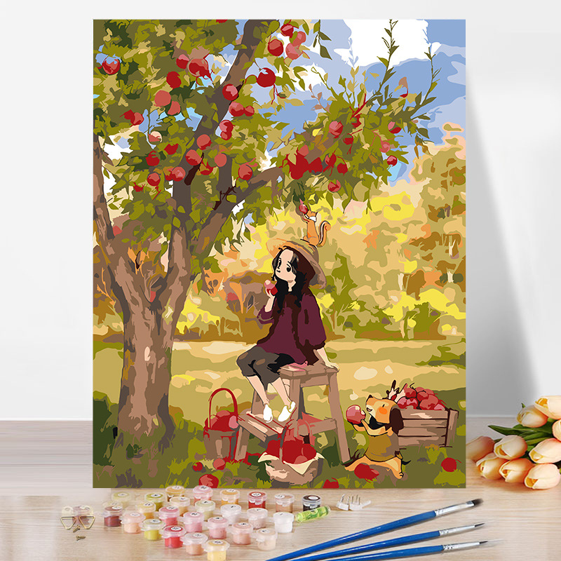 Khung 1.6 cm-in màu- tranh sơn dầu số hóa, size 40x50-,đã căng khung,có sơn bóng-màu-3cọ-đinh treo tường