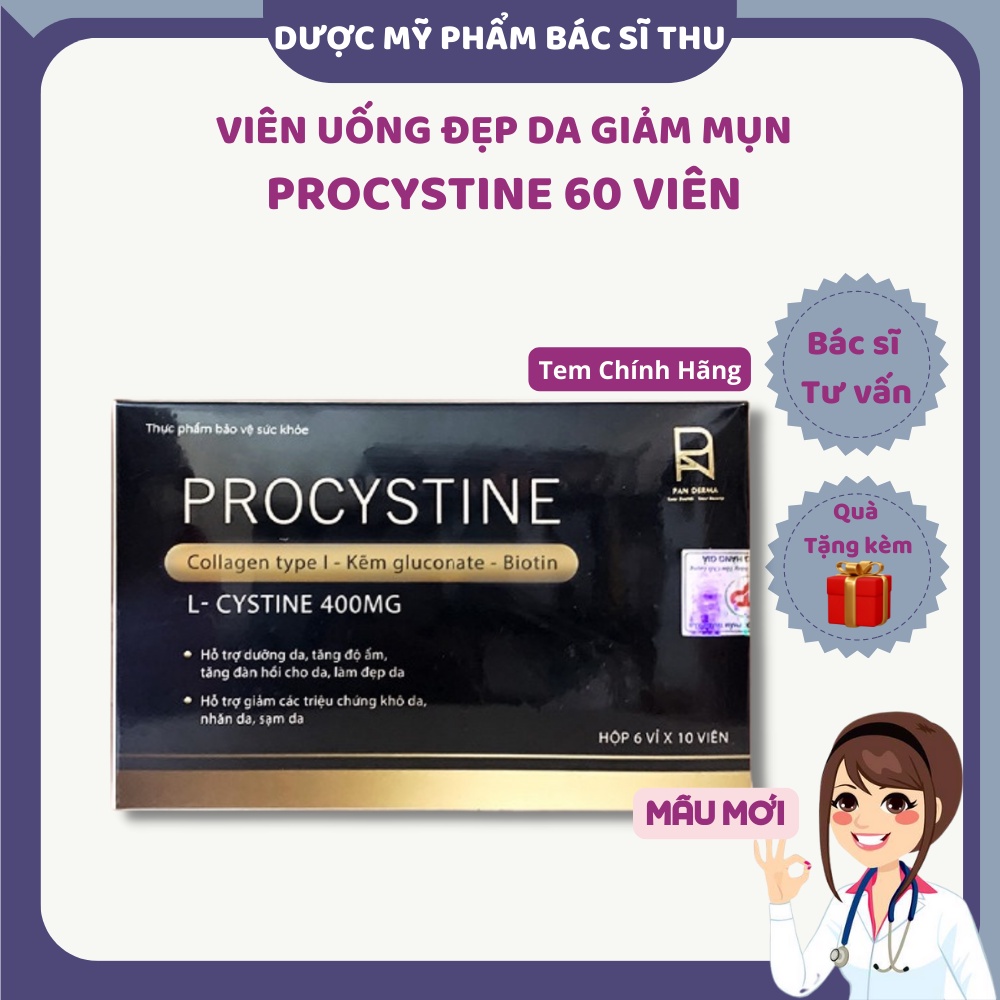 Procystine - Viên uống giảm mụn trắng da đẹp tóc Procystine 60 viên