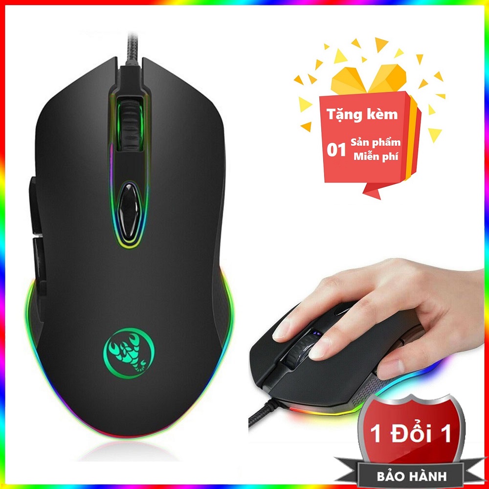 Chuột gaming hxsj s500 - led 7 màu cực đẹp cực sáng - chuột chơi game 6 phím lập trình rgb 12 cấp độ chỉnh dpi 200-4800 dpi - chuột gaming hxsj s500 rgb gaming mouse - chuột chơi game s500 led rgb chuyên game