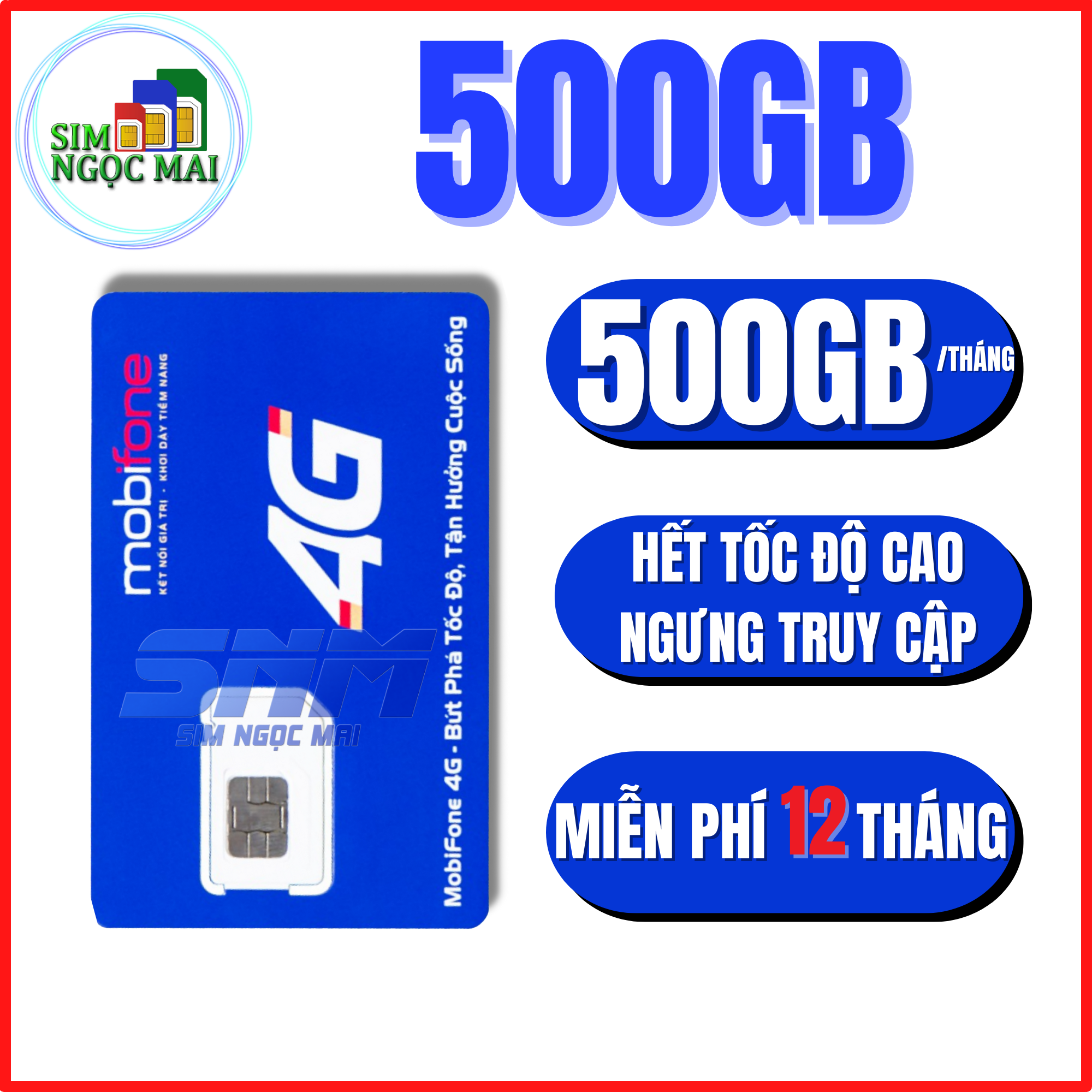 FREESHIP - CHƯA KÍCH HOẠT. Sim 4G Mobifone 500GB 12MTD50 - MDT250A - 12MTD150 - MDT255 - Trọn gói 1 Năm -  Sim Ngọc Mai