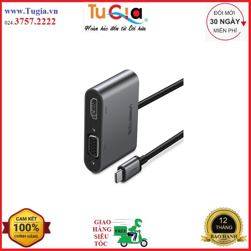 Cáp chuyển usb type c to hdmi + vga chính hãng ugreen 50738 - hàng chính hãng