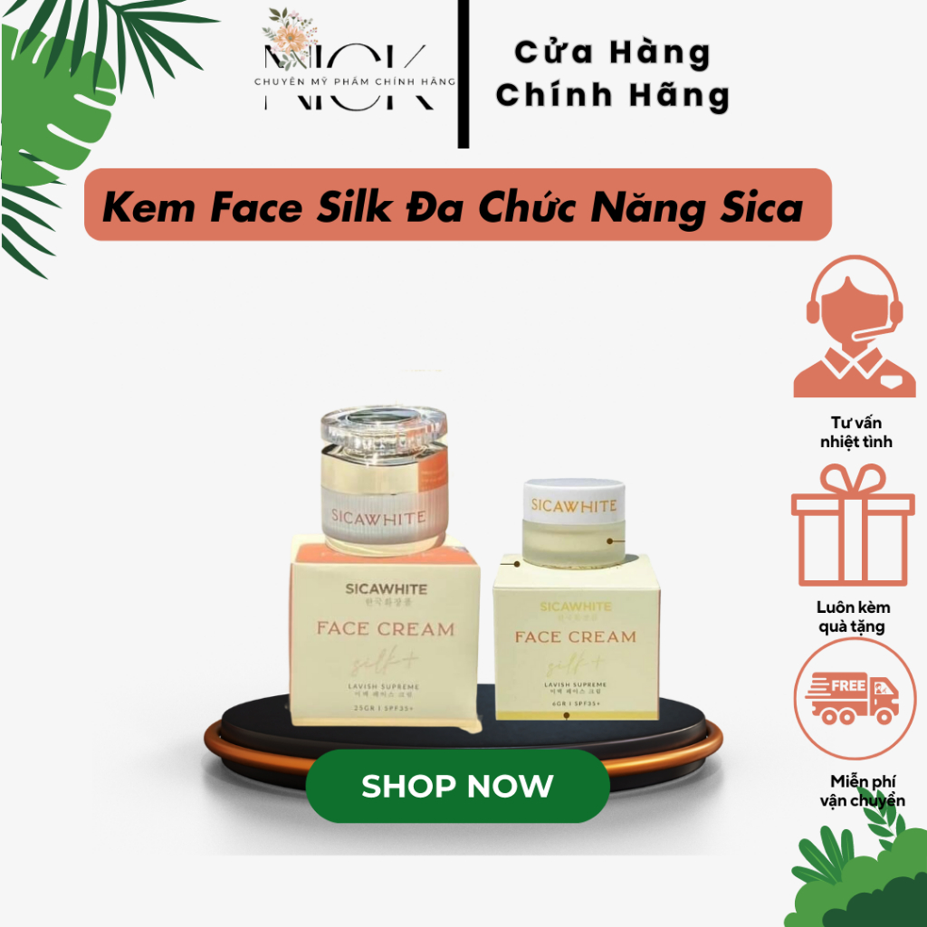 Kem face silk, kem face lụa sica white dưỡng trắng da đa chức năng