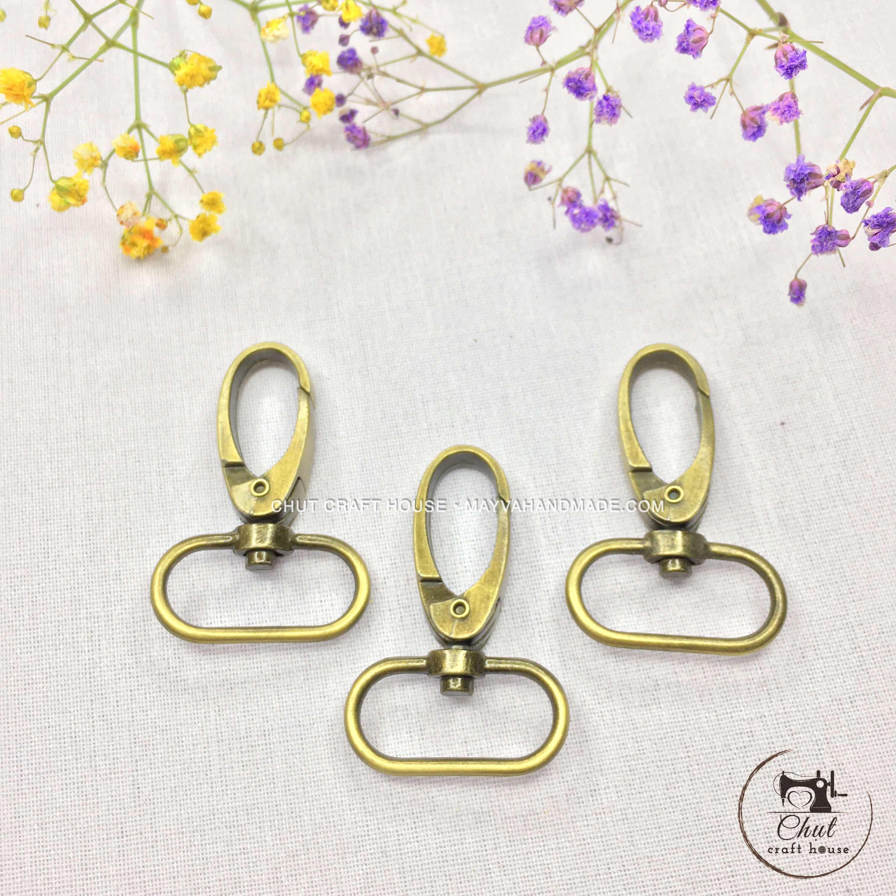 Móc càng cua 2.5cm đồng Atimon - Phụ kiện may túi