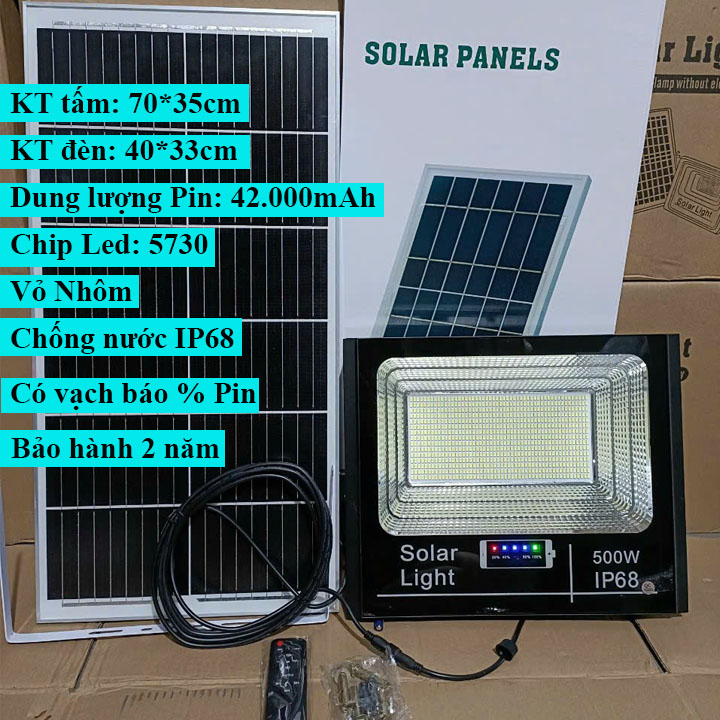 Đèn năng lượng mặt trời 500w, mẫu báo pin mới, chiếu sáng sân vườn