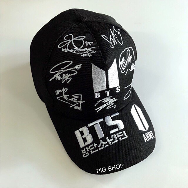 Mũ lưỡi trai Unisex nam nữ Thêu BTS chữ ký 2 màu cá tính thoáng khí - Sudoo
