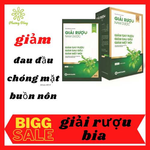 Giải rượu, bia giảm nhanh đau đầu,  say rượu, bia, - Nước uống Giải rượu NamDược  thảo dược - hộp 6 túi