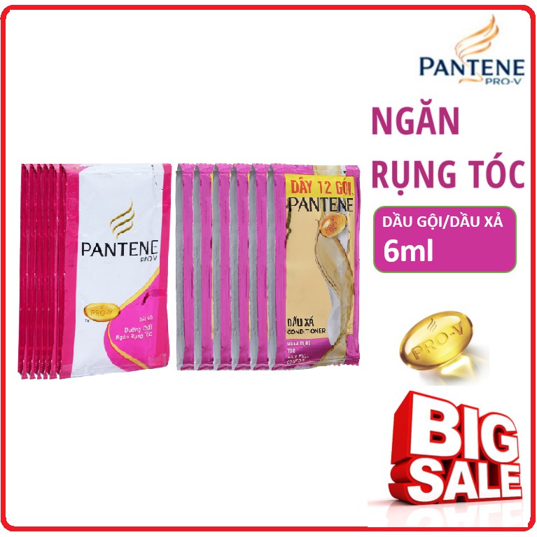 Dầu gội / dầu xả pantene ngăn rụng tóc dây 6g x 12 gói