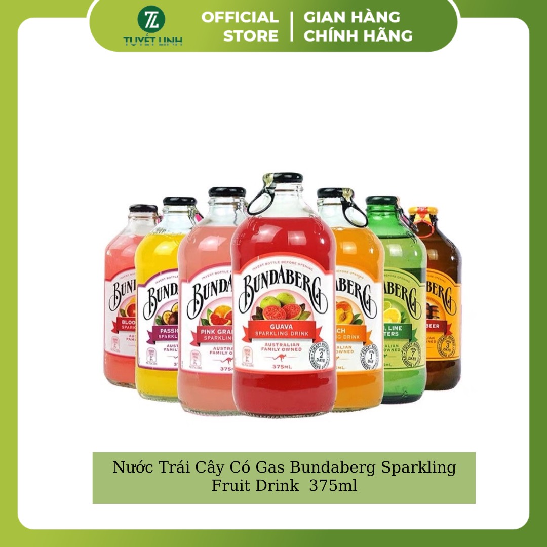 Nước Trái Cây Có Gas Bundaberg Sparkling Fruit Drink Australian Family Owned 375ml (Product From Austraylia)