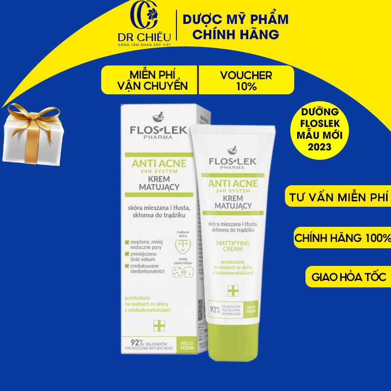 Kem kiểm soát dầu và điều tiết nhờn Floslek Anti Acne Mattifying Cream - Kem dưỡng Floslek Anti Acne Mattifying 50ml