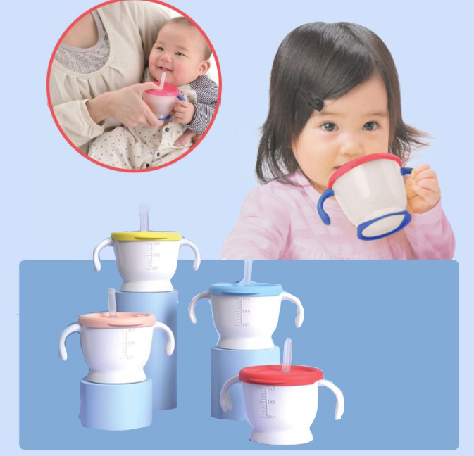 Cốc tập uống cho bé ống hút silicon bình nhựa PP cao cấp không BPA, Dung tích 150ml