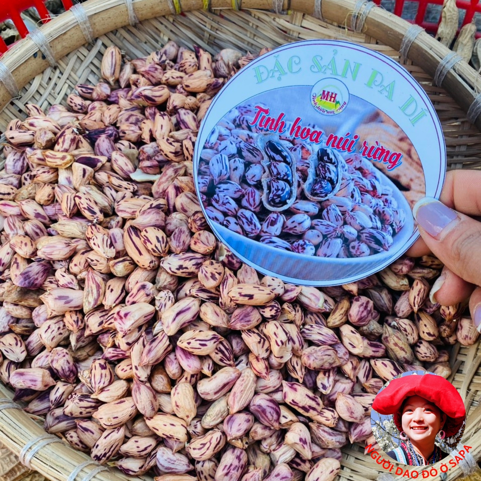 Nhân lạc hoa mèo, hoa vằn khô Pa Dí Mường Khương loại 1. Đặc sản lạc, đậu phộng đen, lạc hoa mèo, hoa vằn Tây Bắc