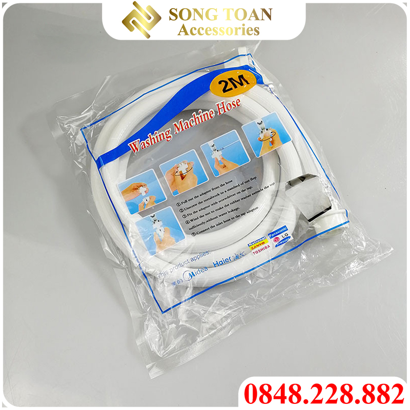 Dây cấp nước máy giặt chiều dài 150cm - Kết nối nguồn nước theo dạng Ren trong 1/2 (21) & Vít ốc