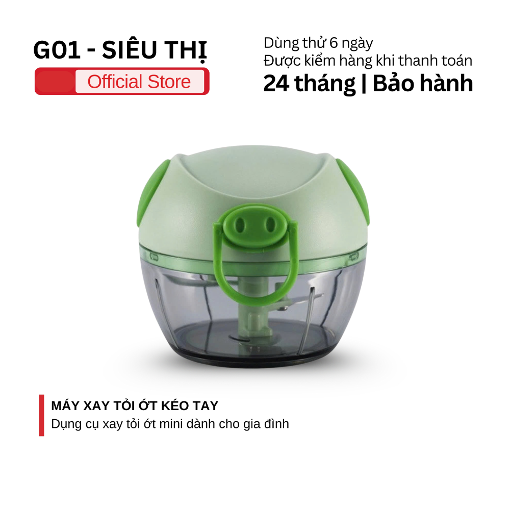 Xay tỏi ớt mini cầm tay, dụng cụ xay tỏi ớt mini dành cho gia đình, máy xay tỏi ớt kéo tay đa năng 3 lưỡi dao sắc bén