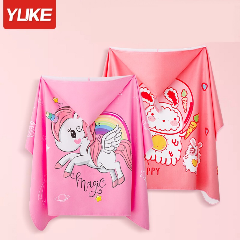 Khăn choàng tắm cho bé có mũ trùm đầu kích thước 70x70cm - áo choàng tắm cho bé đi biển, đi bơi chống lạnh