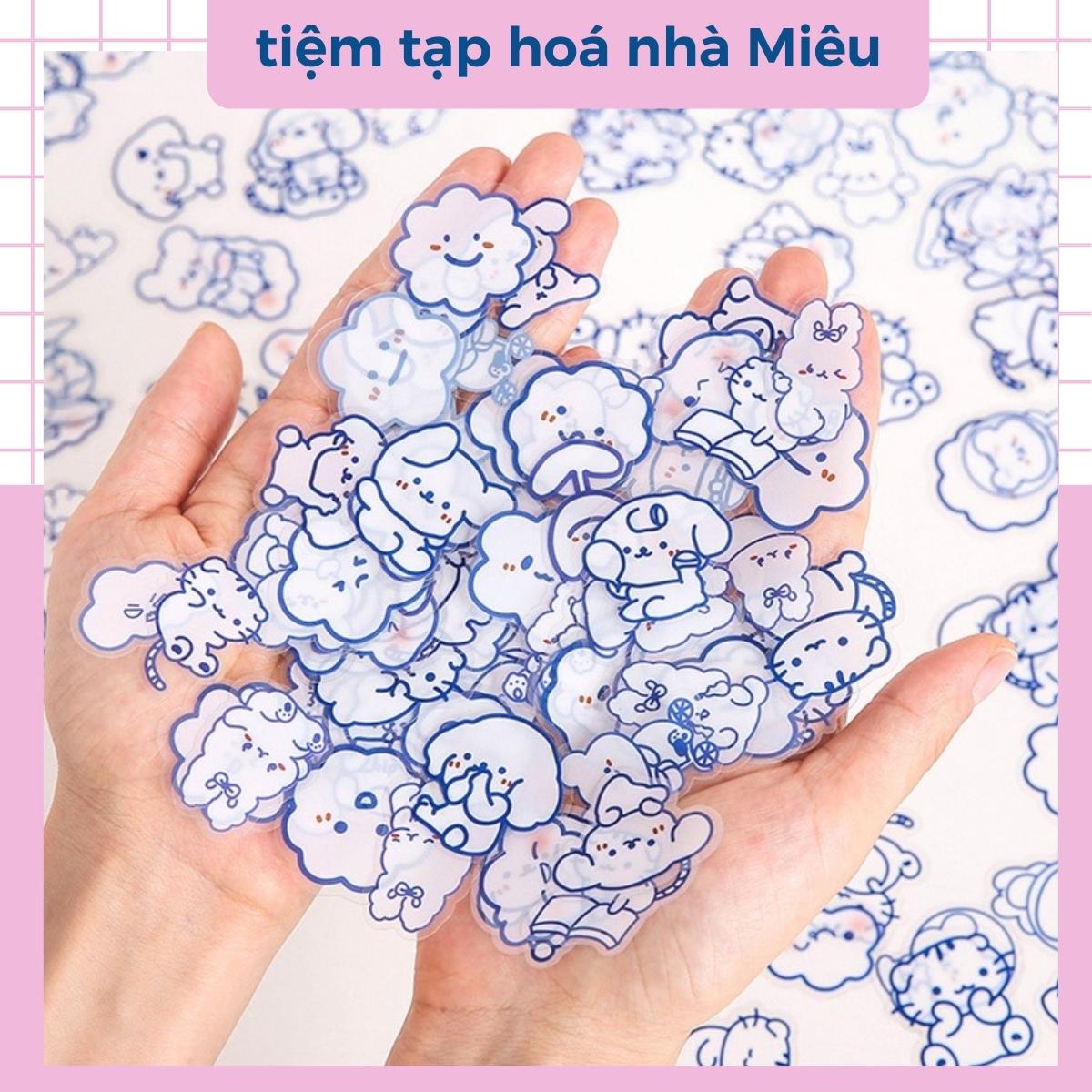 Set 40 sticker miếng hình dán PET chống nước hoạt hình dễ thương - tiệm tạp hoá nhà Miêu