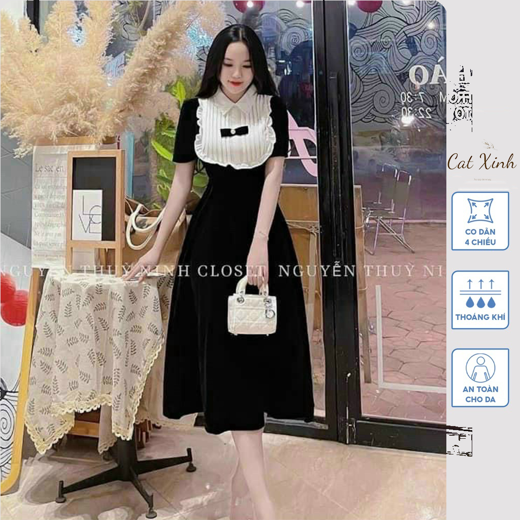 Đầm nhung dn22 nữ sang trọng kiểu dáng tiếu thư sang trọng ôm body sexy dáng dài thời trang - váy nhung cứng sang trọng trẻ trung thời trang xinh sắn