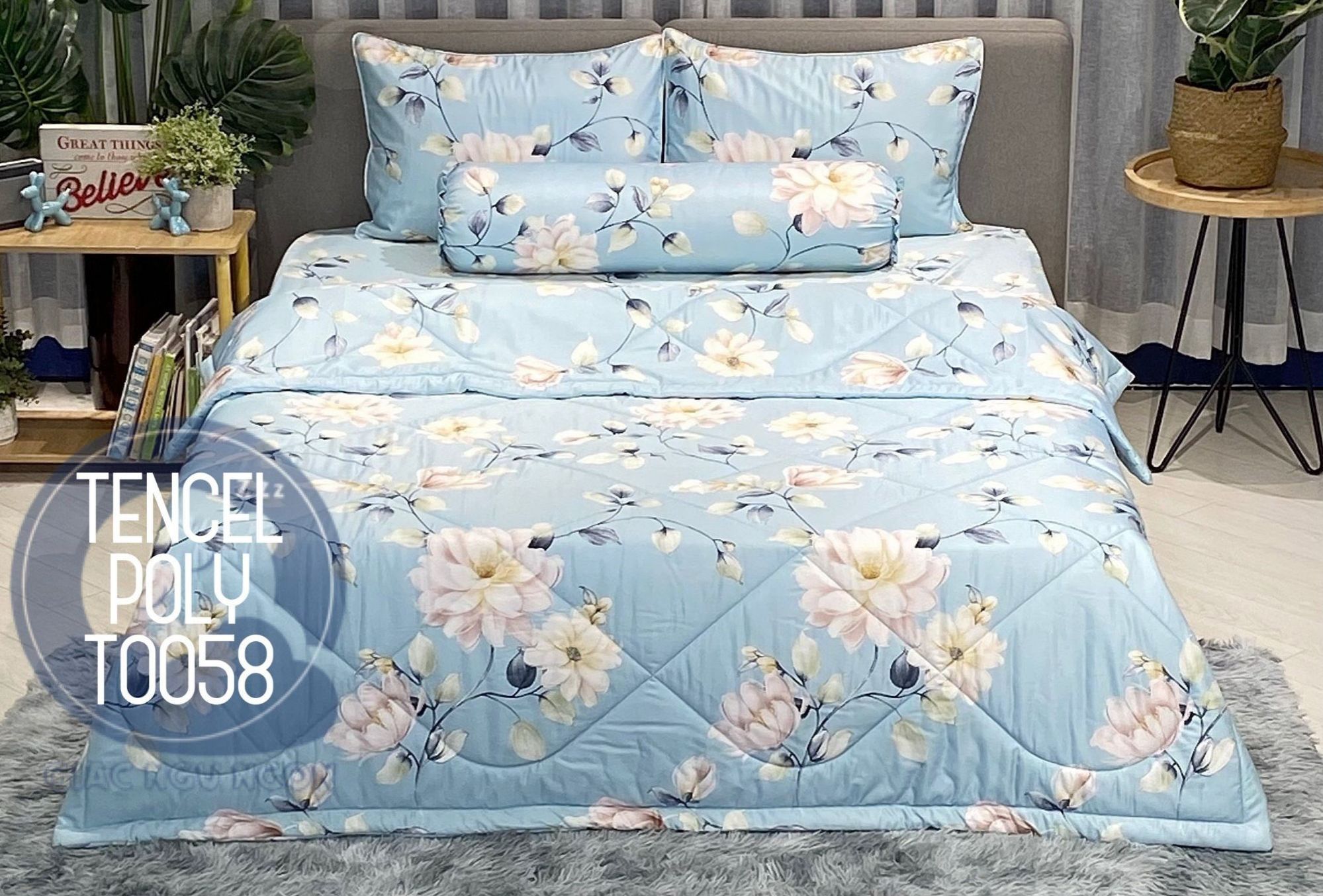Ngyên bộ chăn ga trải giường trọn bộ đẹp vải lụa tencel, phong cách mẫu mới, bộ ga giường lụa vải tencel, bộ có mền hàng đẹp siêu mát mướt mịn màng, hàng cao cấp đẳng cấp Sala sài gòn