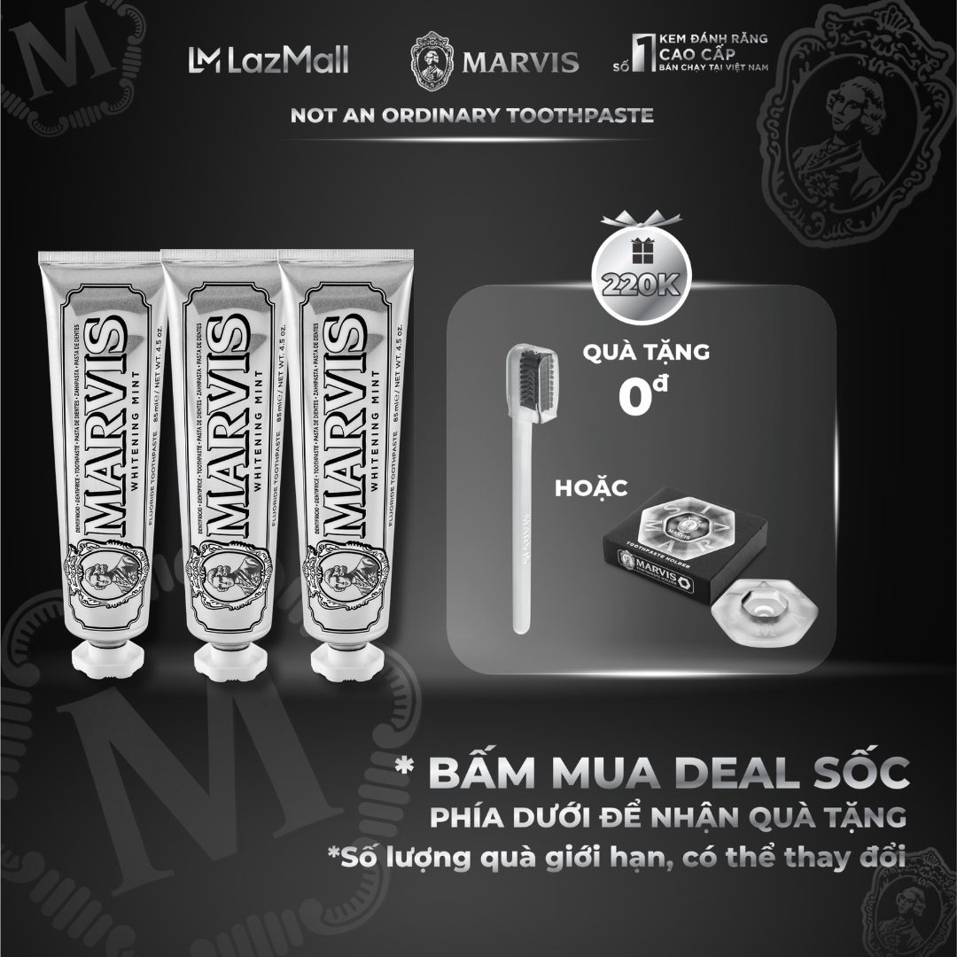 Combo 3 Tuýp Kem Đánh Răng Marvis Whitening Mint Fullsize 85ml