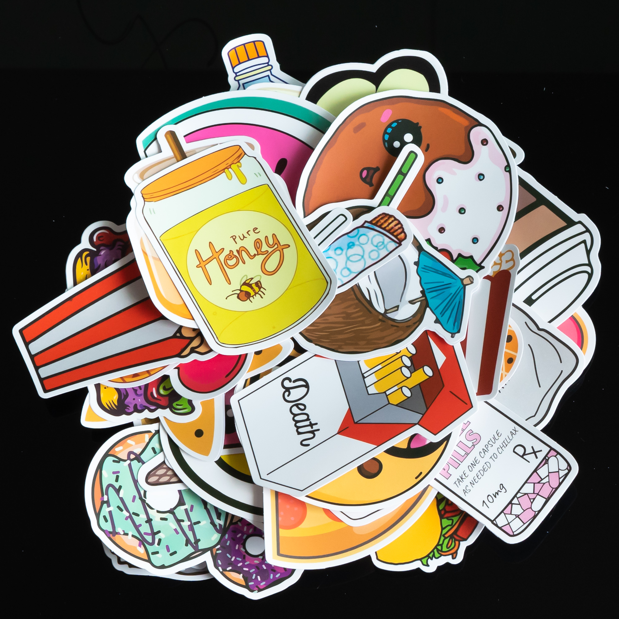 [HCM]Sticker chủ đề Food thức ăn mẫu mới 2020 hình dán chống nước lâu phai dán đàn guitar ukulele laptop điện thoại xe đạp xe máy skateboard macbook...