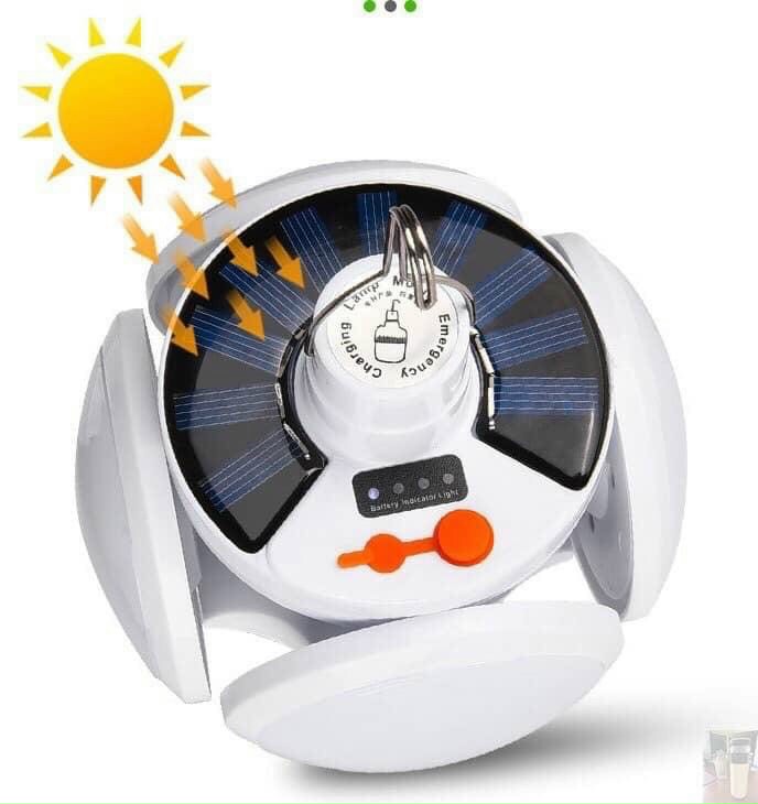 Bóng đèn led 4 cánh 5 bóng năng lượng mặt trời, đen led tích điện công suất 60w