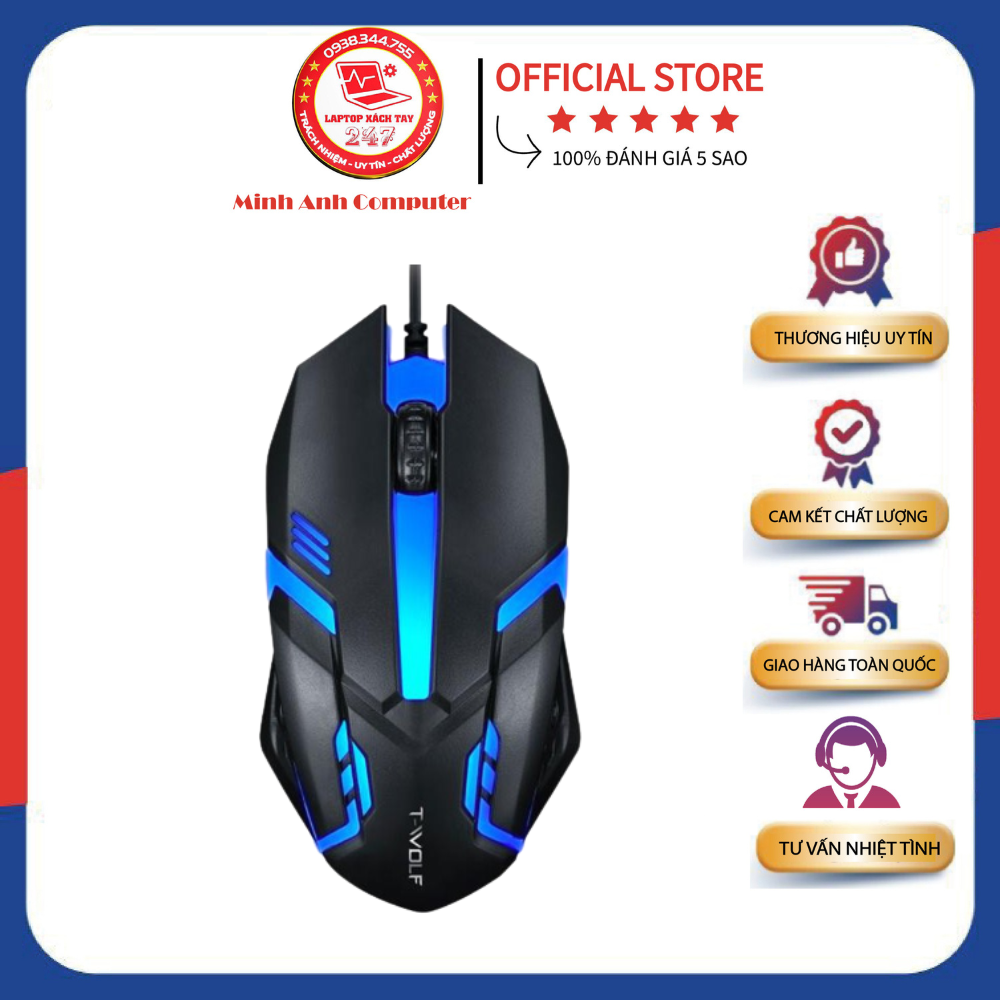 Chuột mouse t - wolf v1 led game có dây cổng usb