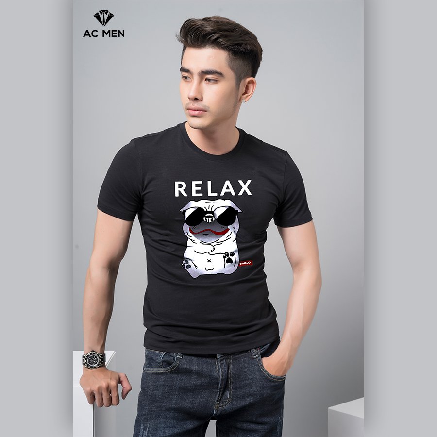 Áo Thun Nam Cổ Tròn In Hình Chú Chó Relax - AC MEN