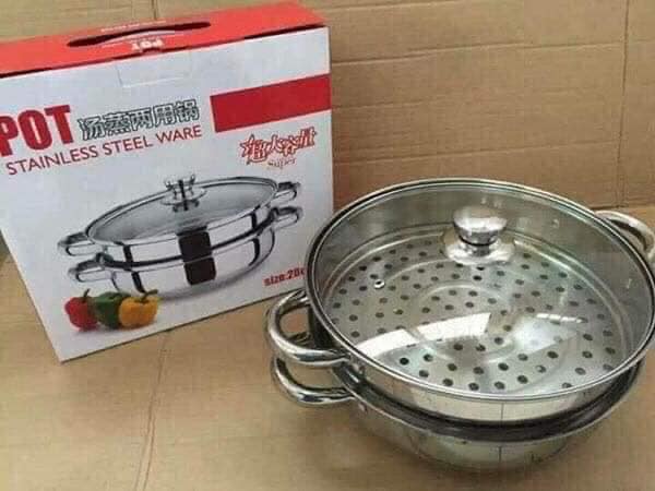 Nồi hấp inox 2 tầng