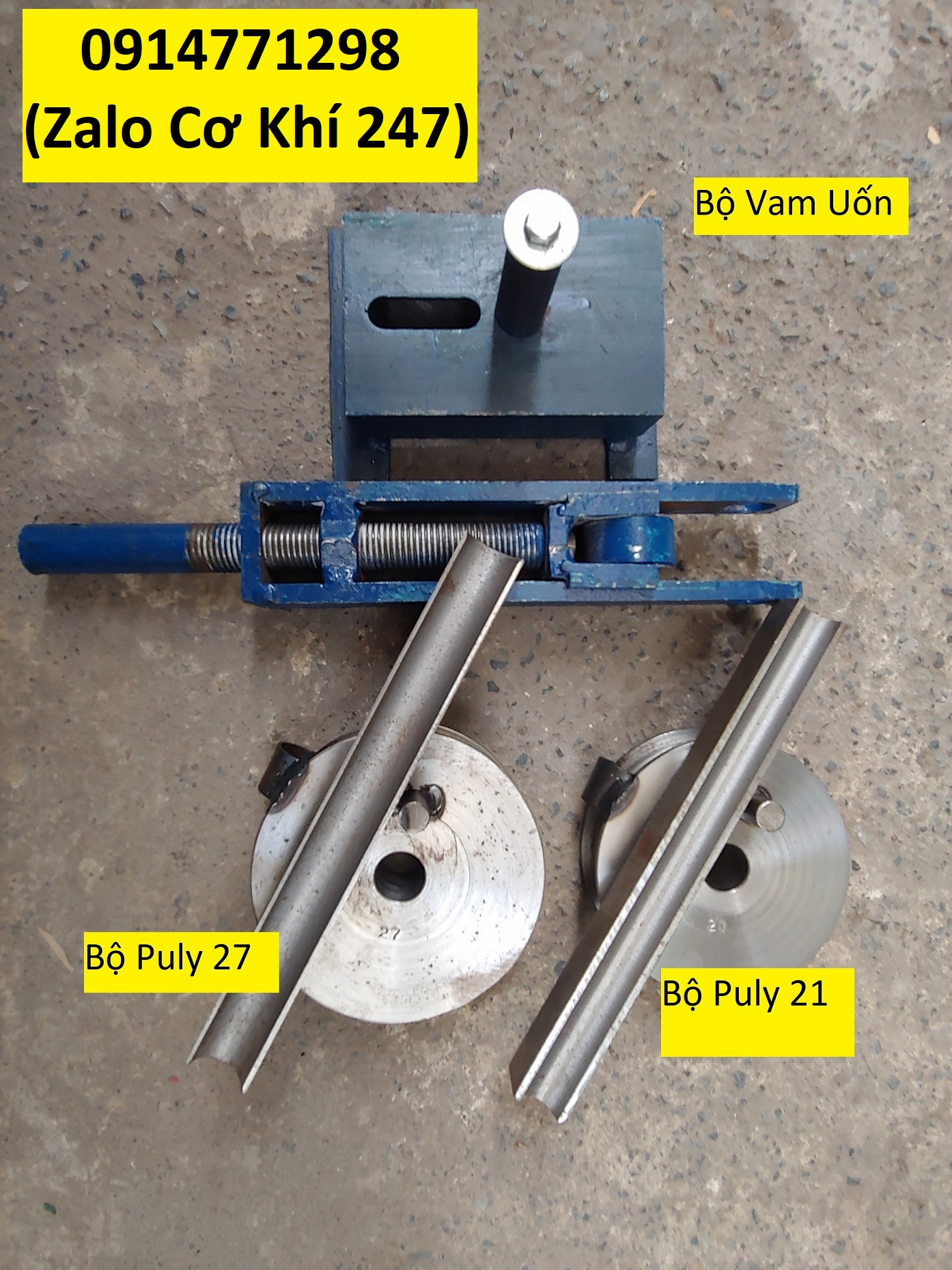 Vam Uốn Ống Tròn Inox phi 21 và phi 27, Vam Uốn Ống thép tròn, Vam Uốn Ống Sắt trọn bộ.