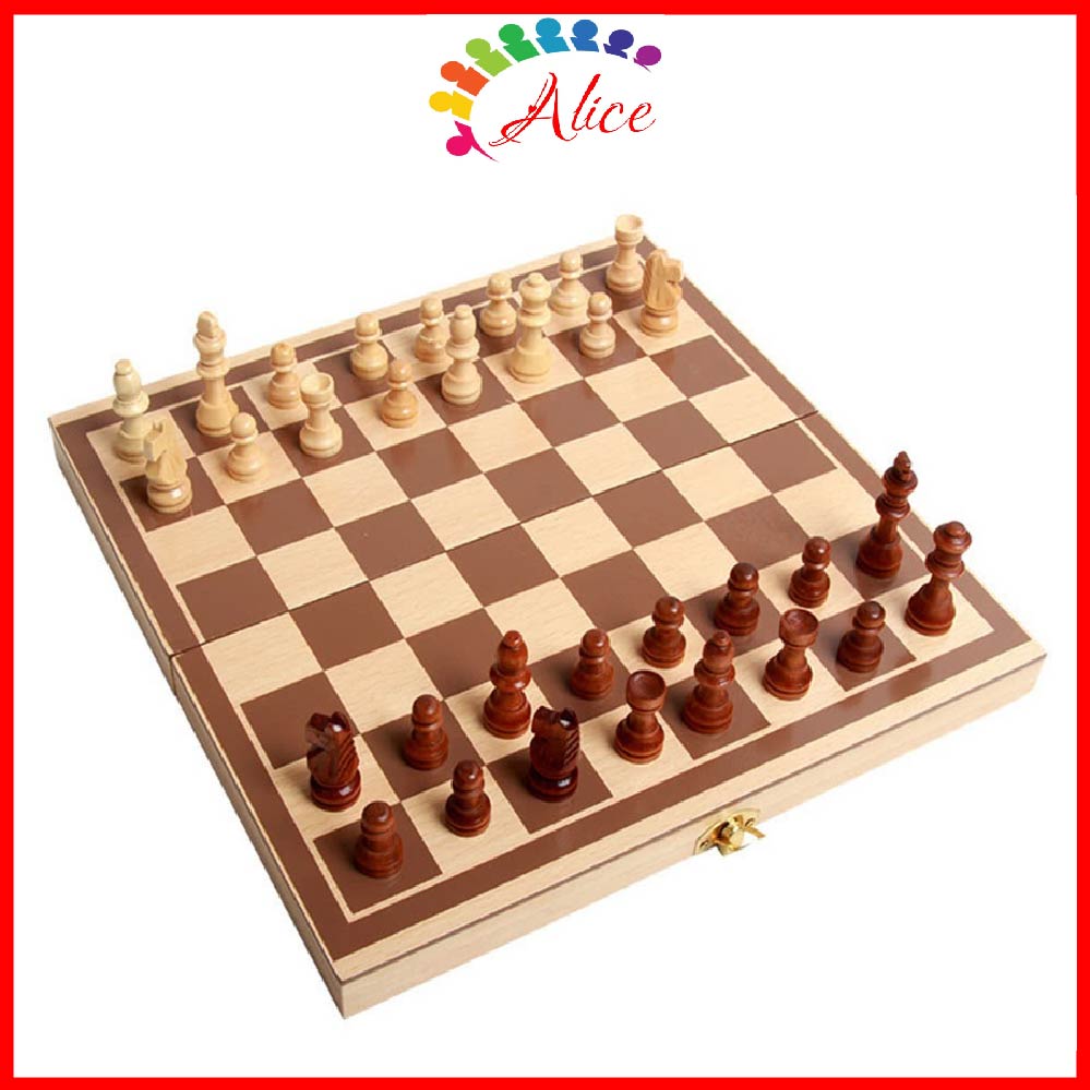 Bàn cờ vua bằng gỗ sang trọng gọn nhẹ 29x28cm - Đồ chơi thông minh cho bé