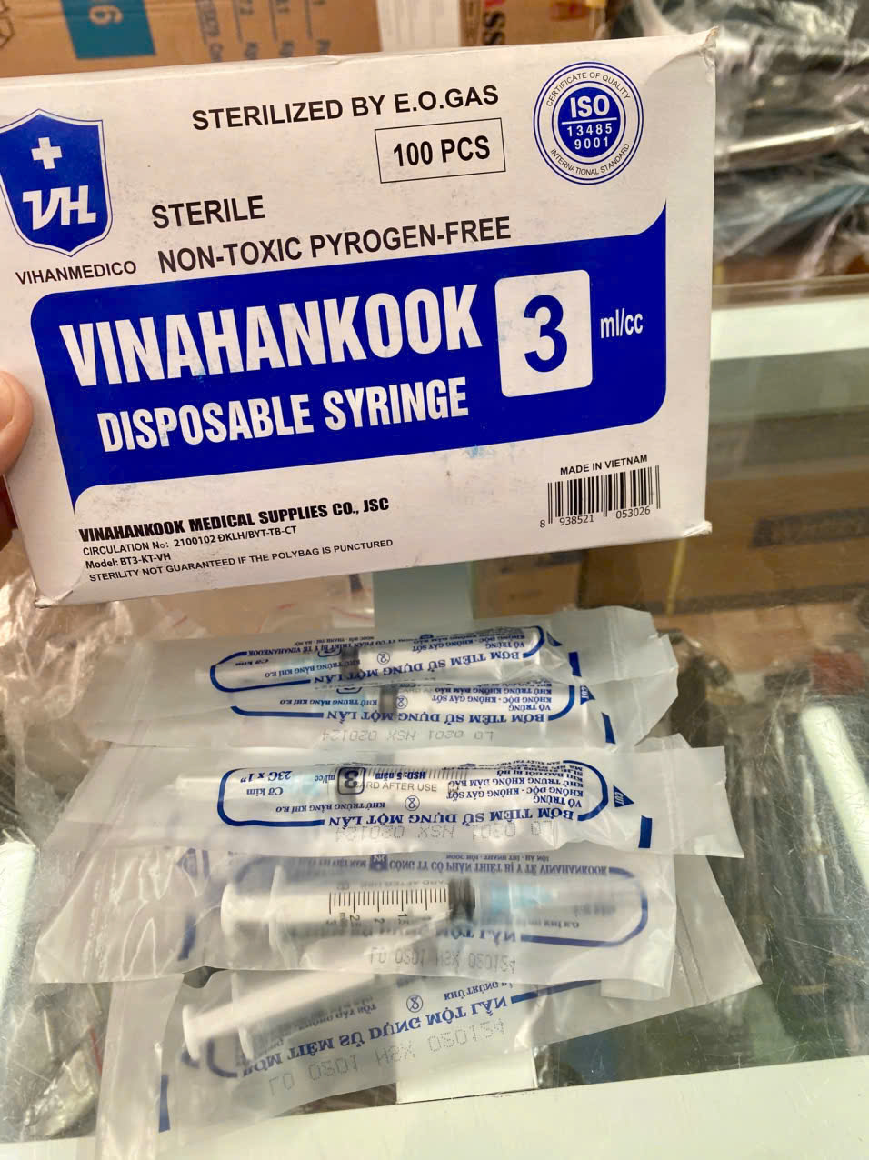 Vinahankook Box of 100 Single-Use Syringes Vinahankook 3ml for Medical Use