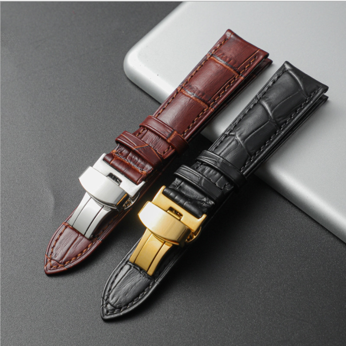 Dây da đồng hồ nam nữ DA BÒ XỊN khóa bướm bấm size 12mm 14mm 16mm 18mm 20mm 22mm 24mm cho đồng hồ casio, orient, tissot, seiko, dw, citizen, patek philippe, omega, ls05, fossil, ck, skmei, michael kors, samsung, ex,nato