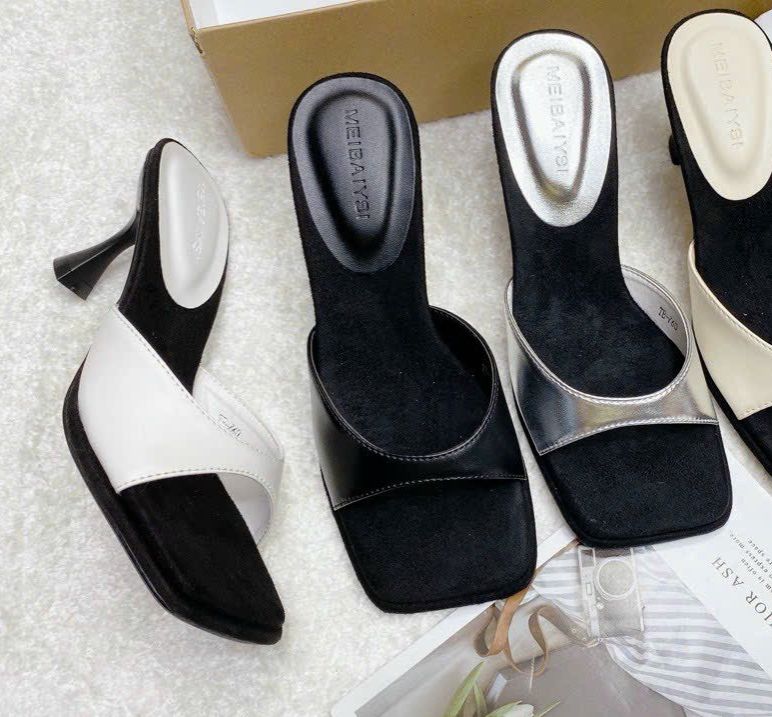 Dép cao gót quay da si sát 7p siêu sang.