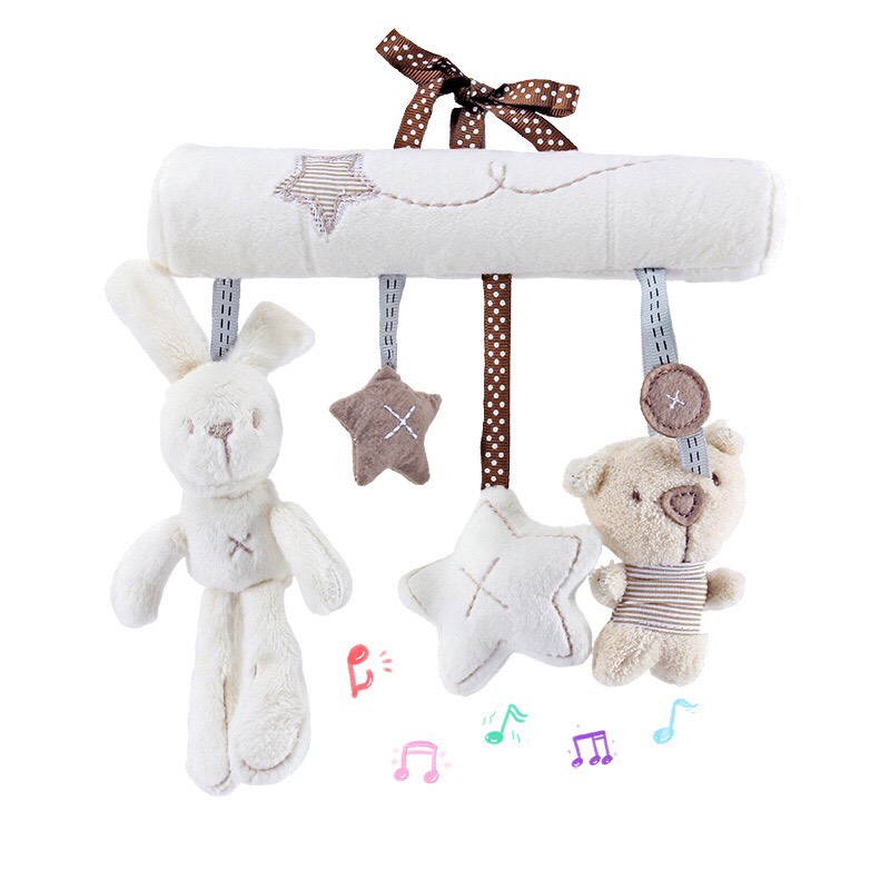 Đồ chơi Lục lạc Treo Nôi Cũi, đồi chơi thú bông treo cũi, nôi, xe đẩy có nhạc Mani & Beby DD173