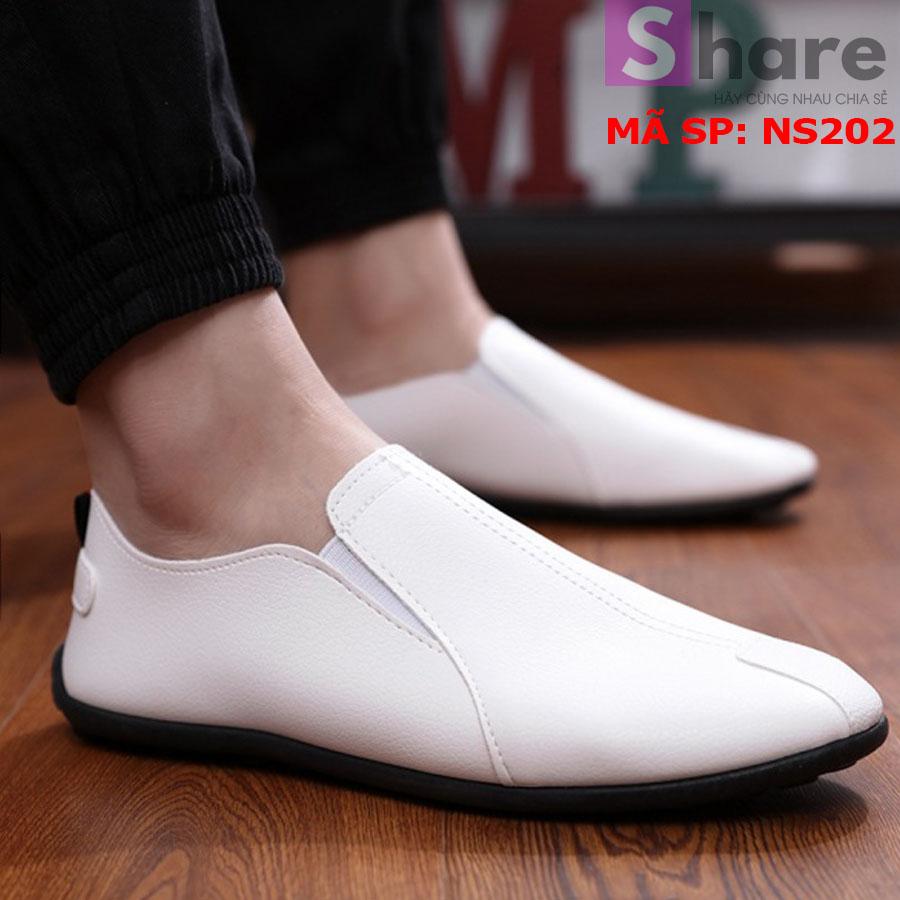 TẶNG TẤT LƯỜI CAO CẤP - Giày Lười Nam Hàn Quốc Màu Đen Phong Cách Trẻ Trung
