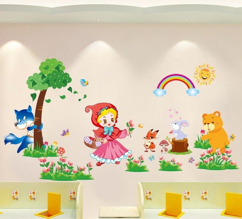 Decal dán tường Cô bé quàng khăn đỏ- T120-kiddecals