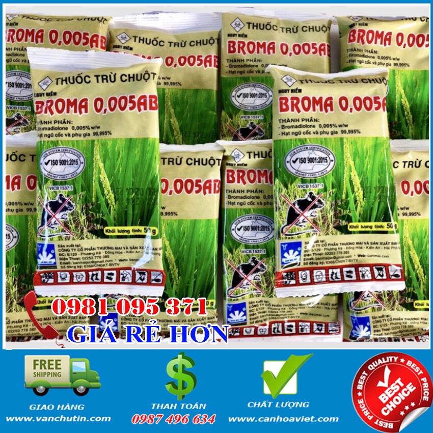 Thuốc diệt chuột sinh học thế hệ mới broma 0.005ab gói 50g