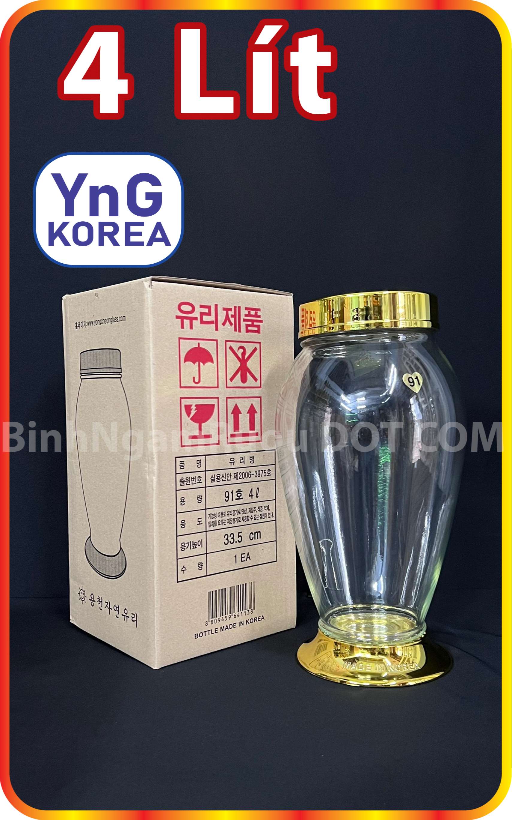 [HCM]Bình Ngâm Rượu Hàn Quốc Thể Tích 4 Lít NO.91