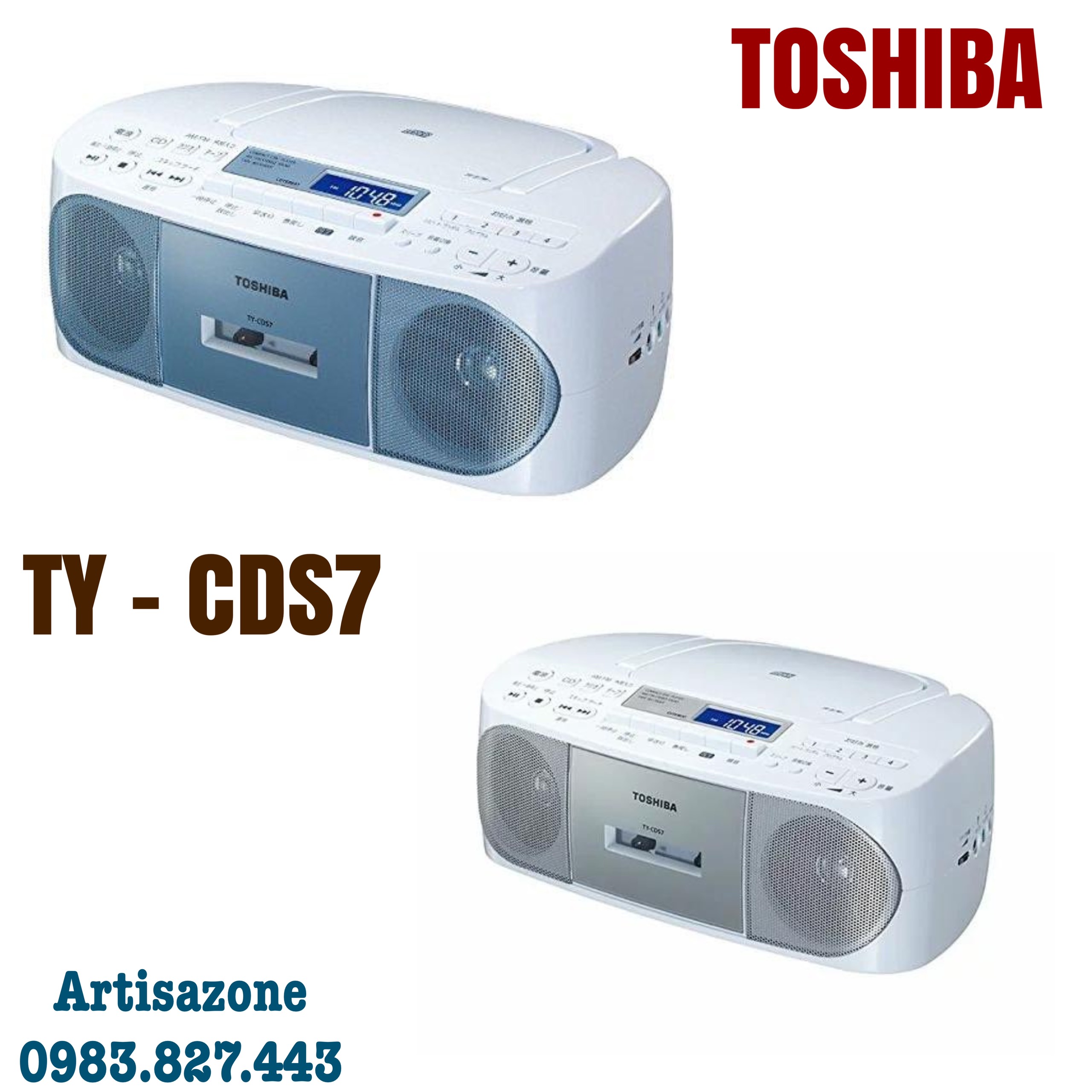 Đài Radio Cassette, CD Toshiba TY-CDS7 - Hàng sản xuất cho thị trường nội địa Nhật chạy điện 100V